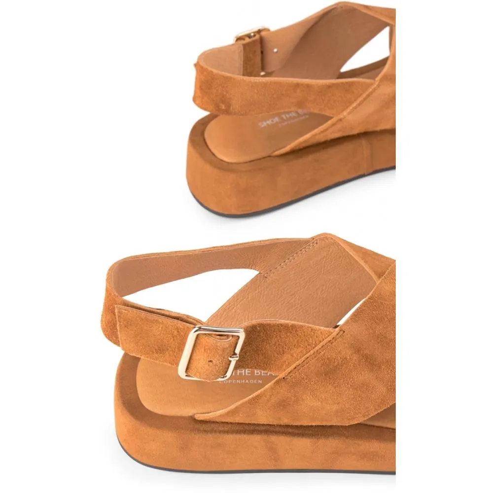 Astrid Suede Sandals - COGNAC