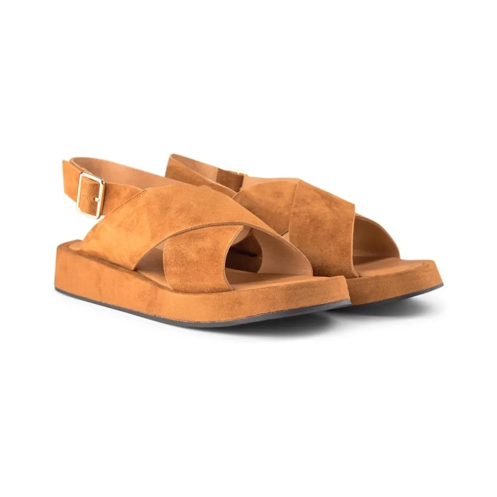 Astrid Suede Sandals - COGNAC