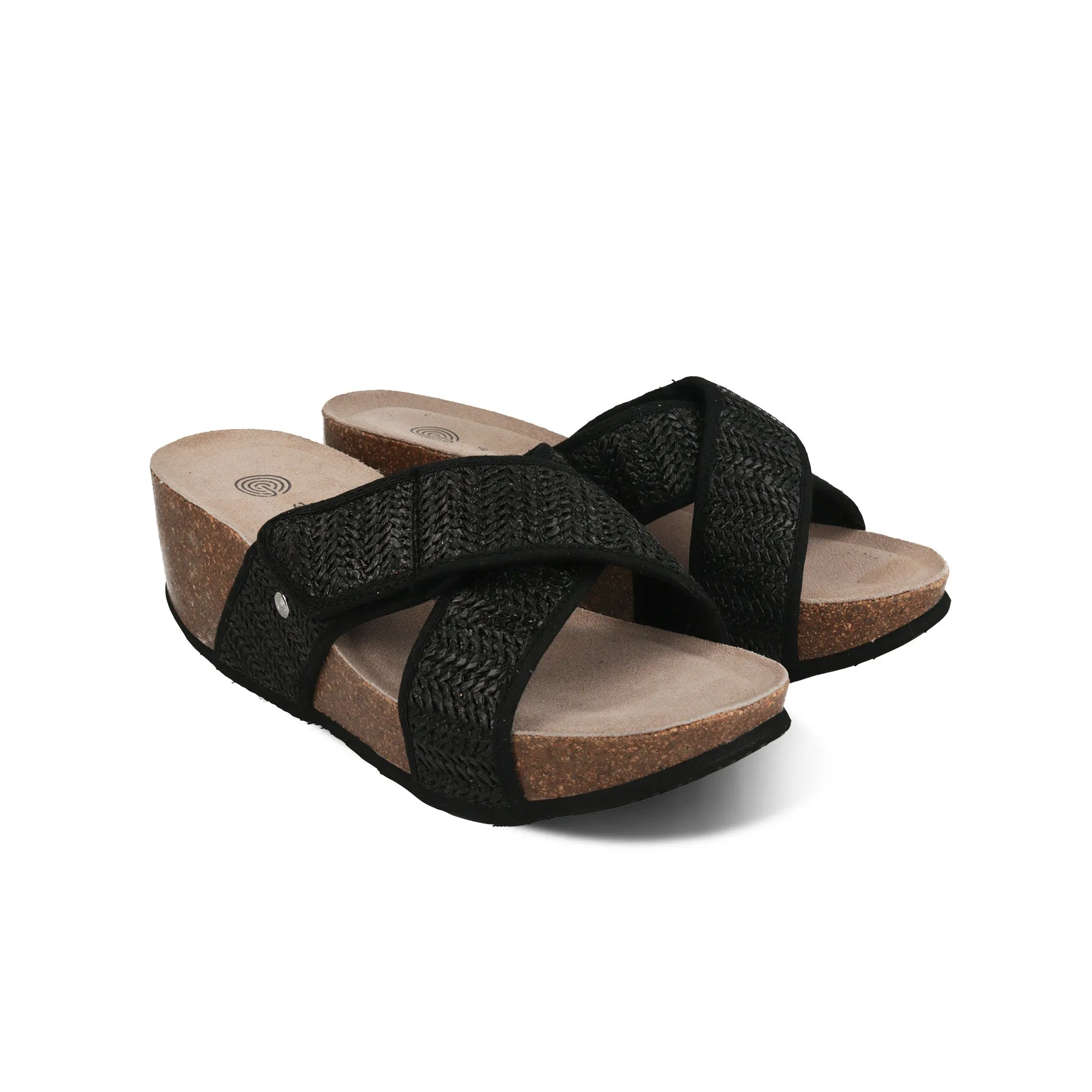 Benicasim Black Raffia Sandals