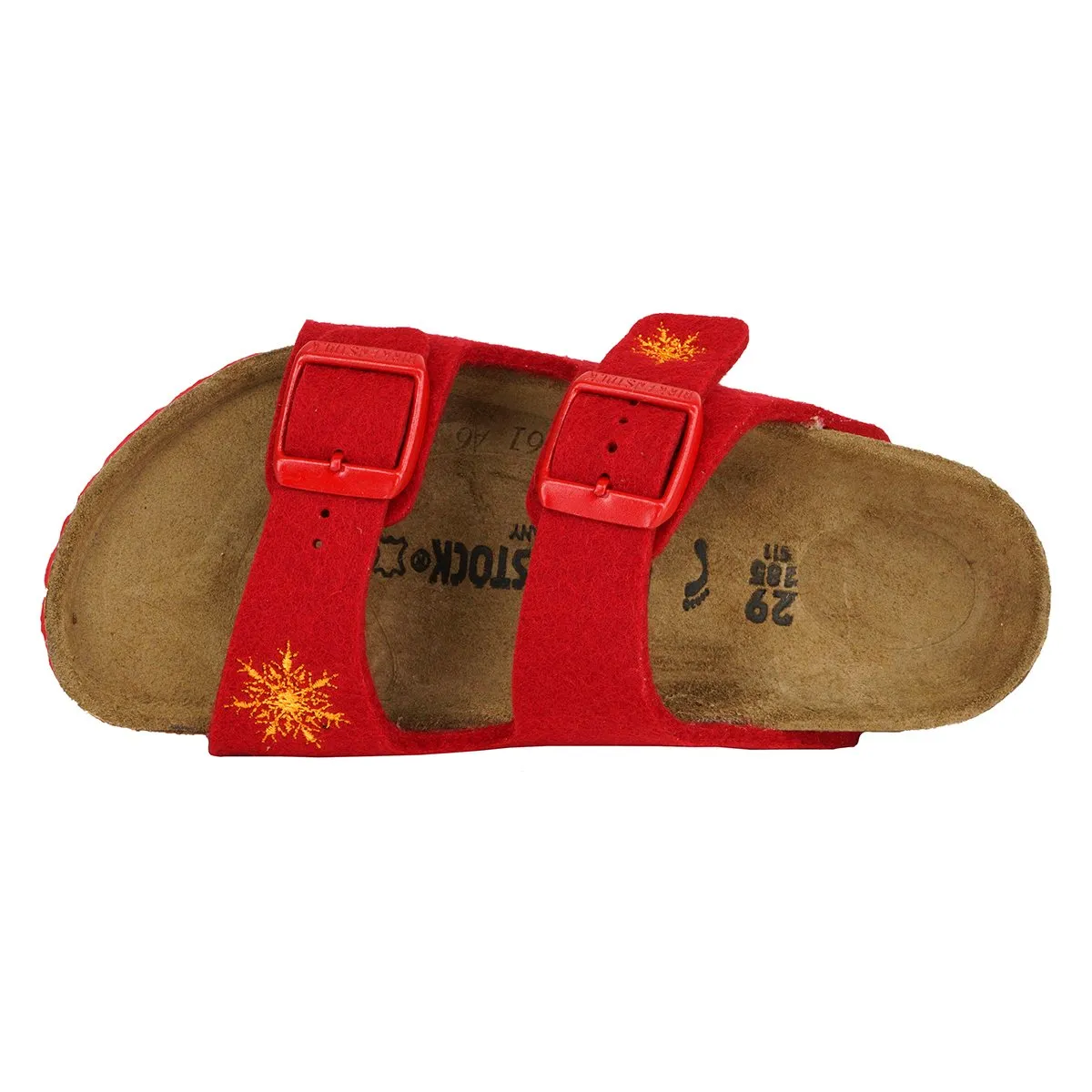 Birkenstock Kids' Arizona Sandals Wool Felt Snow Stars Red 29 N