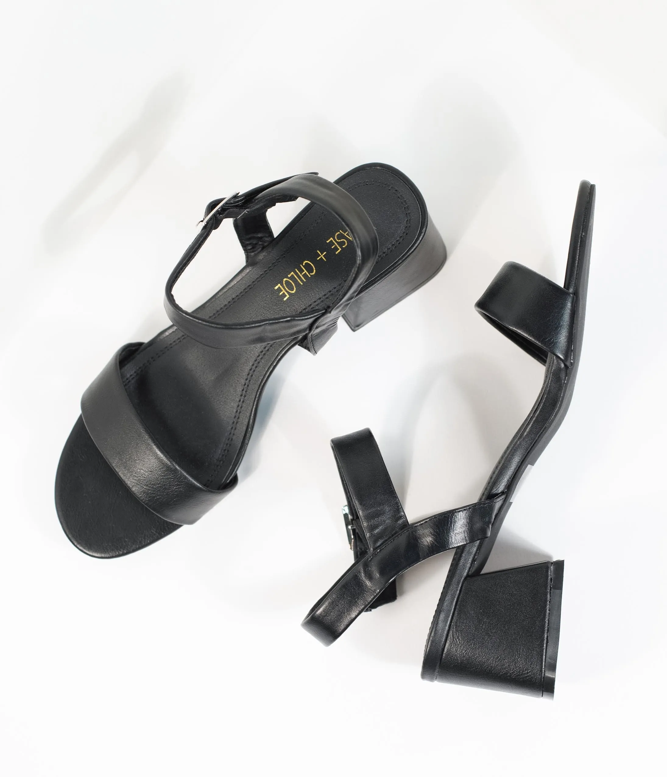 Black Leatherette Teagan Heeled Sandal