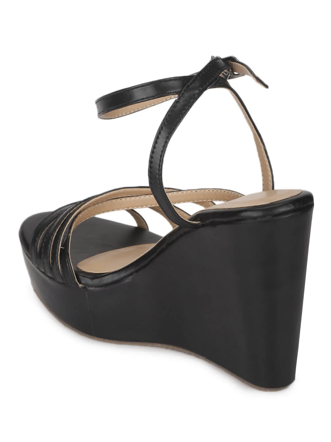 Black PU Wedges Sandal (TC-ST-1017-BLK)