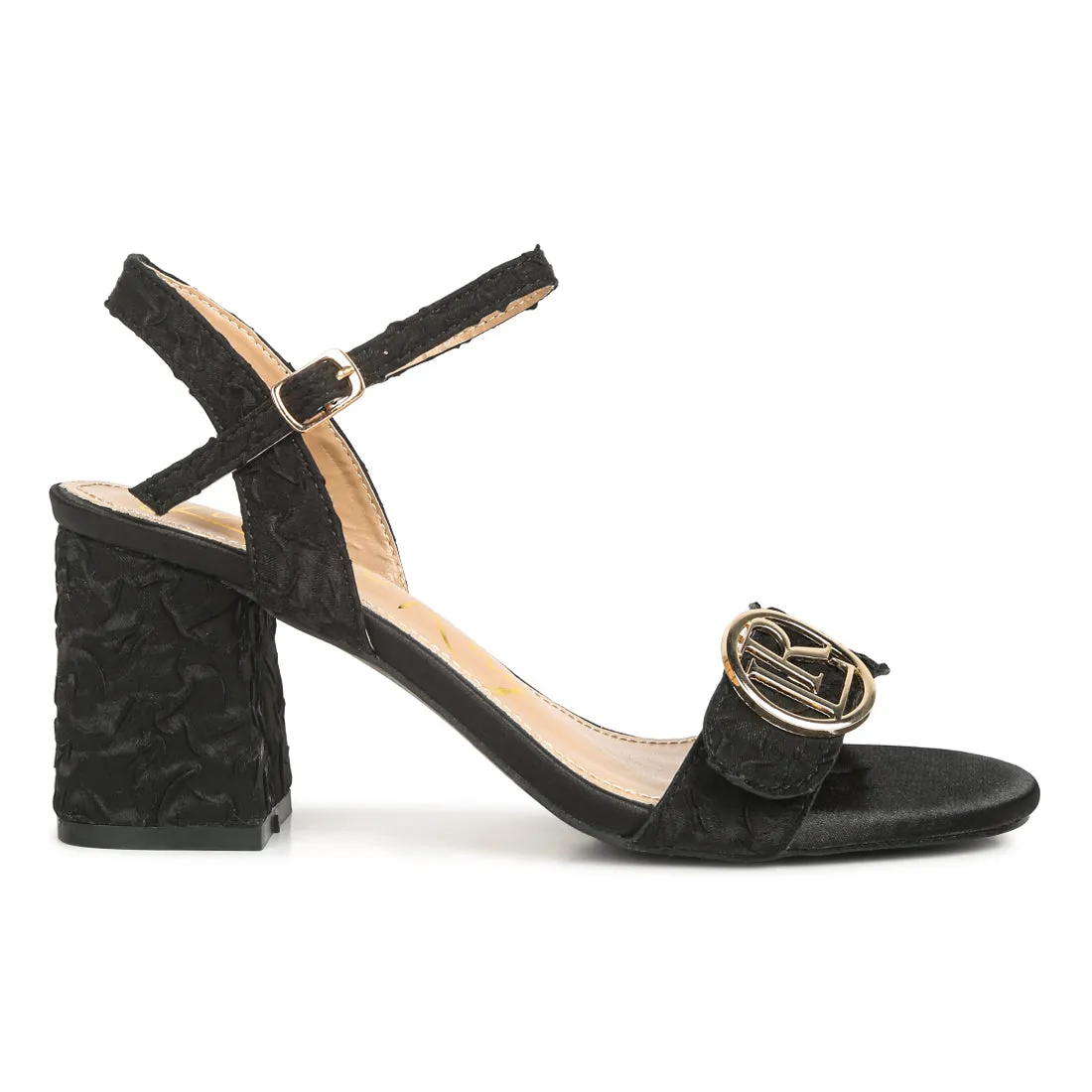 Block Heel Pin Buckle Sandals