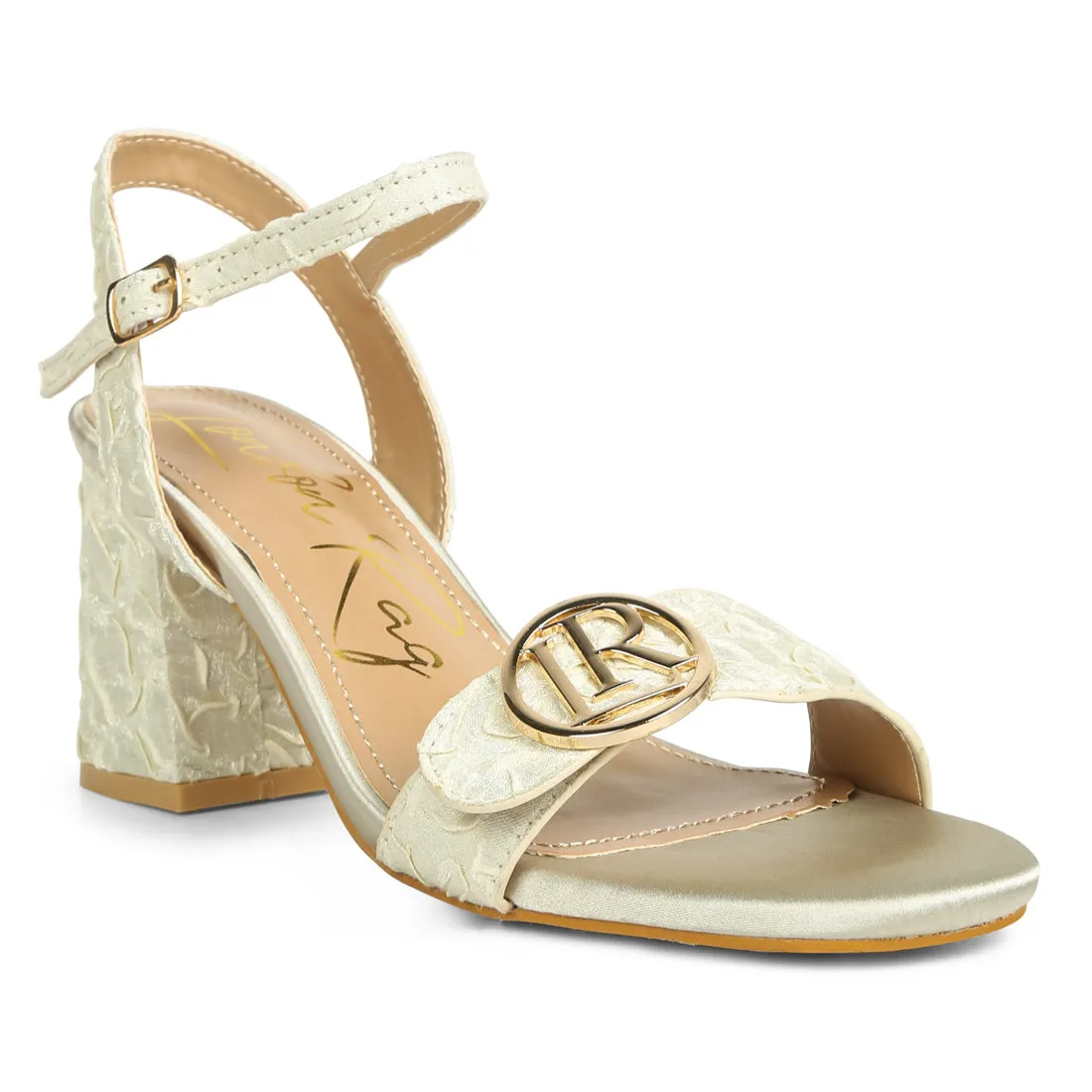 Block Heel Pin Buckle Sandals