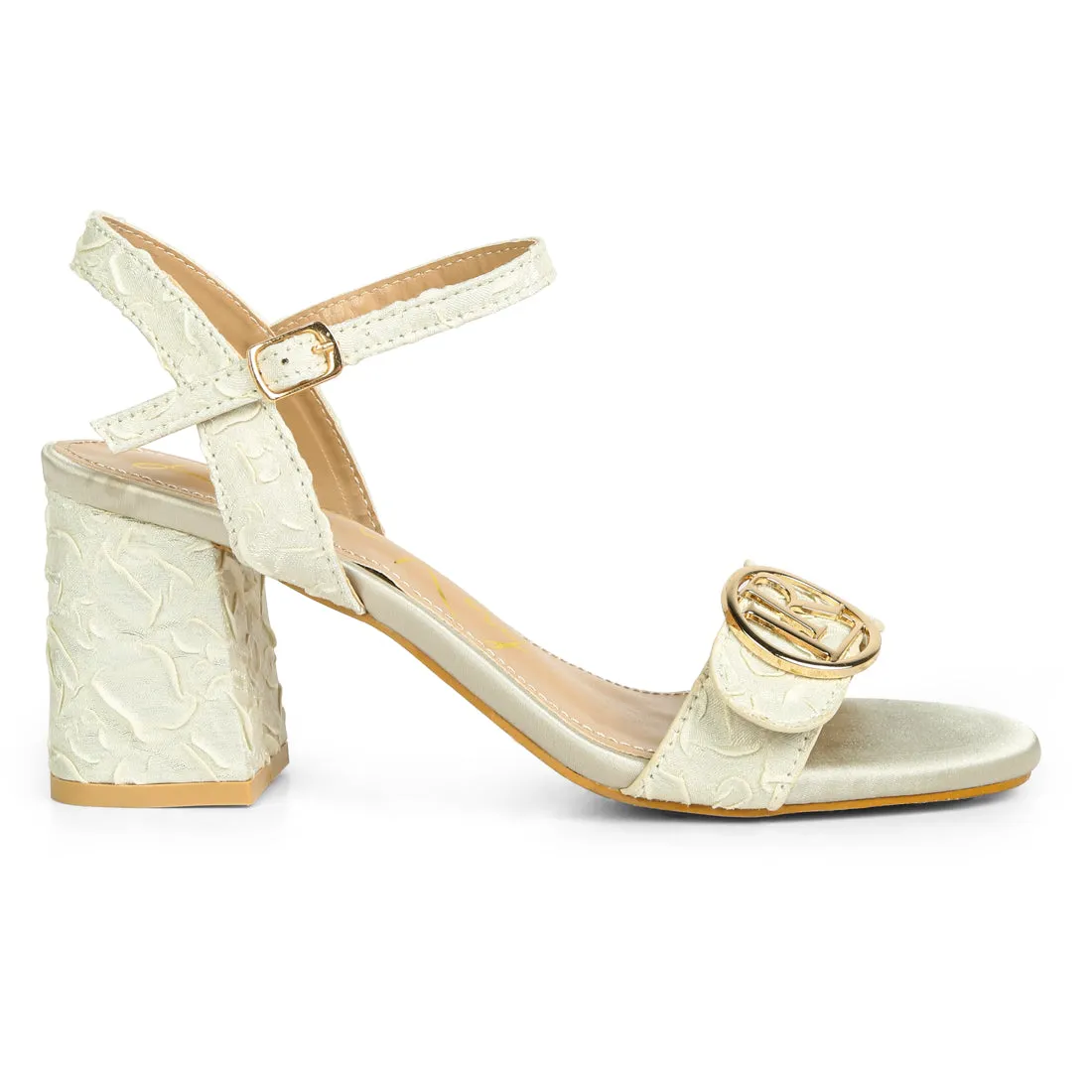 Block Heel Pin Buckle Sandals