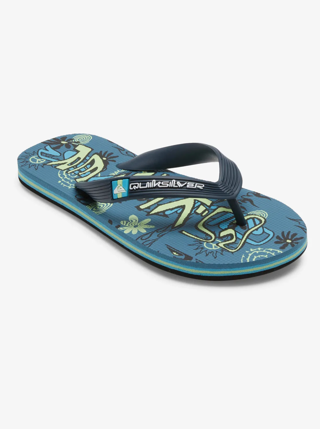 Boys 8-16 Molokai Flip-Flops - Black/Green/Blue