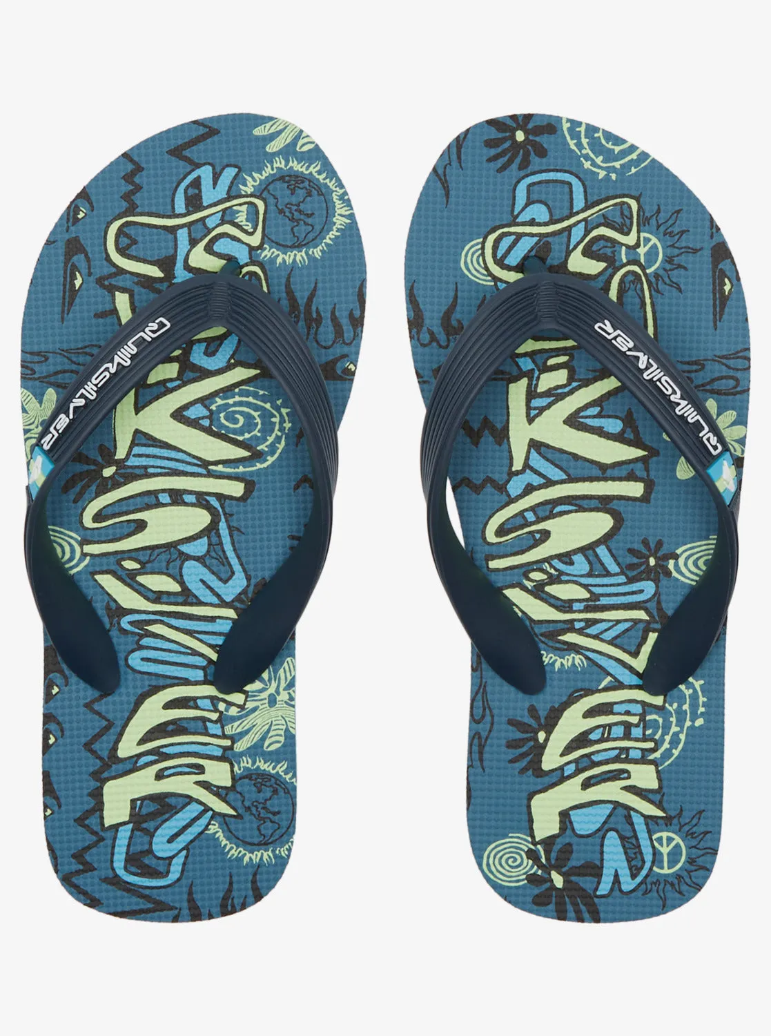 Boys 8-16 Molokai Flip-Flops - Black/Green/Blue