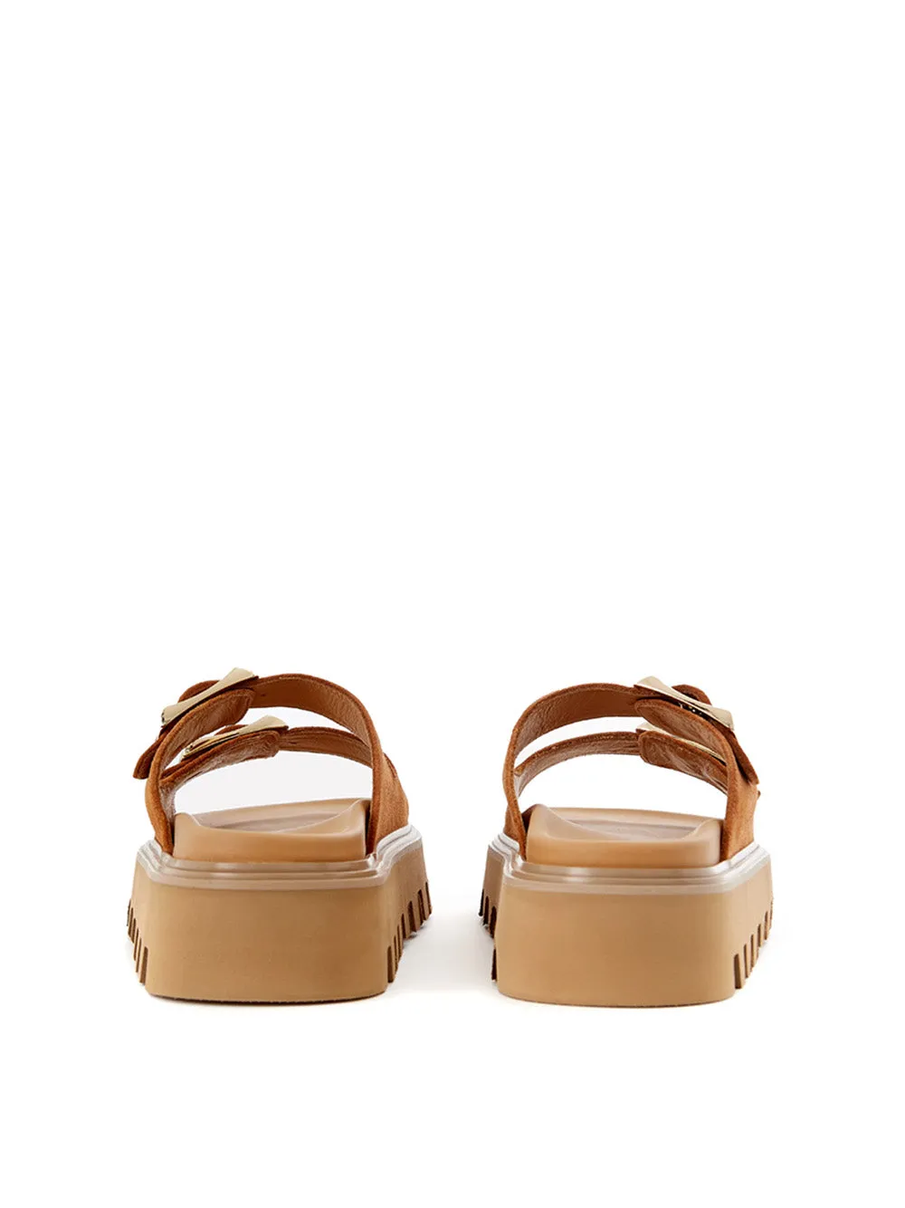 Casadei Elegant Biscuit Brown Buckled Suede Sandals