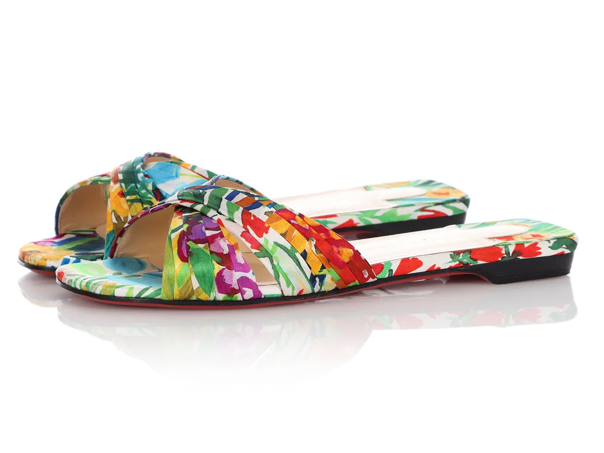 Christian Louboutin Floral Crepe Nicol Is Back Sandals