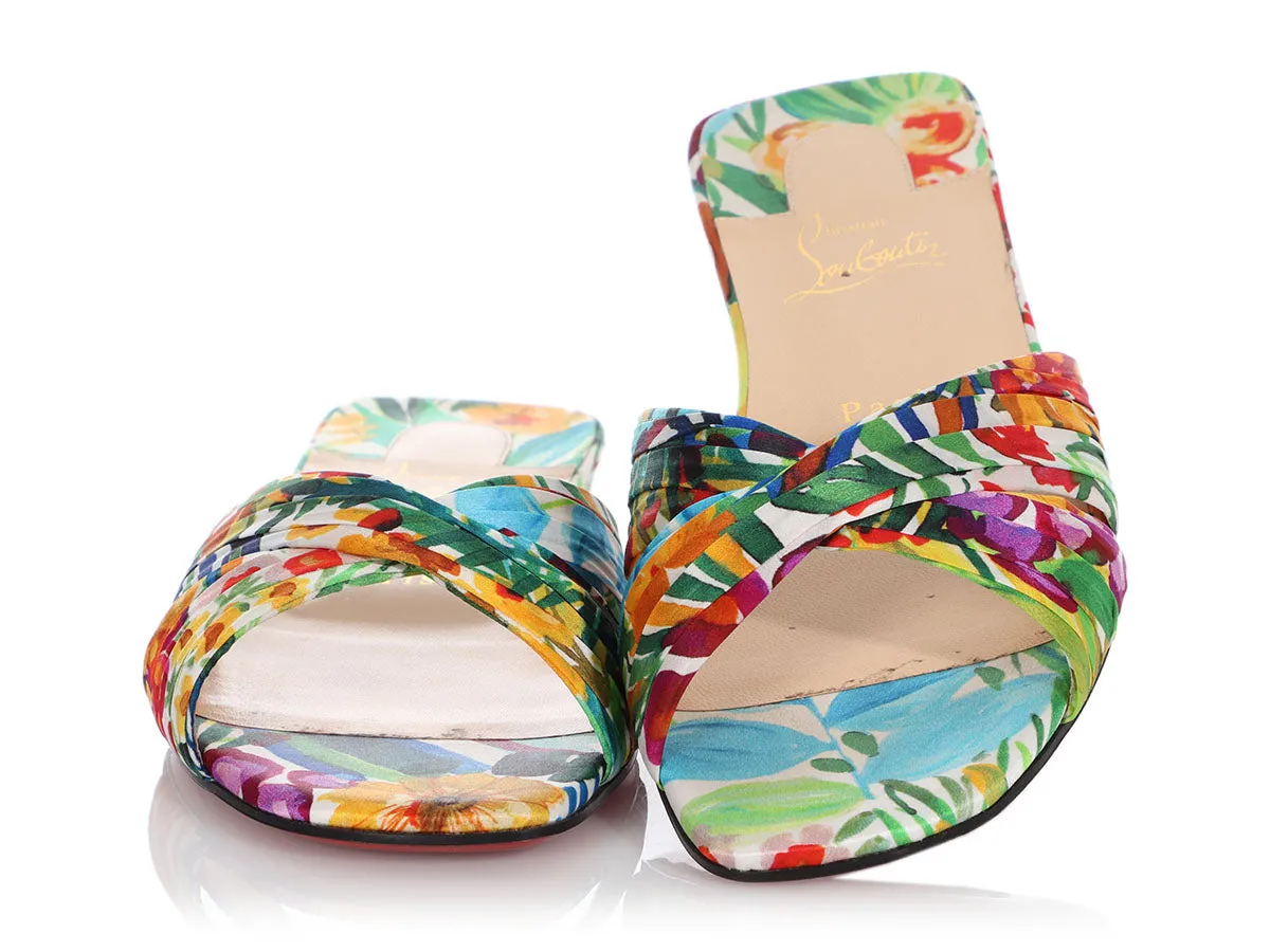 Christian Louboutin Floral Crepe Nicol Is Back Sandals