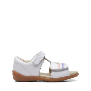 Clarks Zora Beat Girls White Cat Sandal