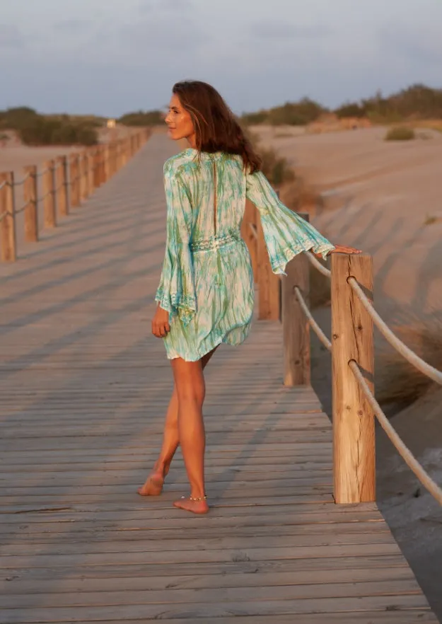 Cora Tunic Dress // Tanit Tie Dye - Green