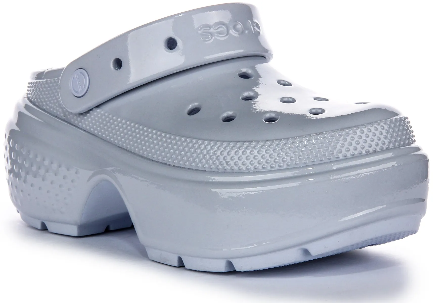 Crocs Stomp High Shine In Light Blue Platforms