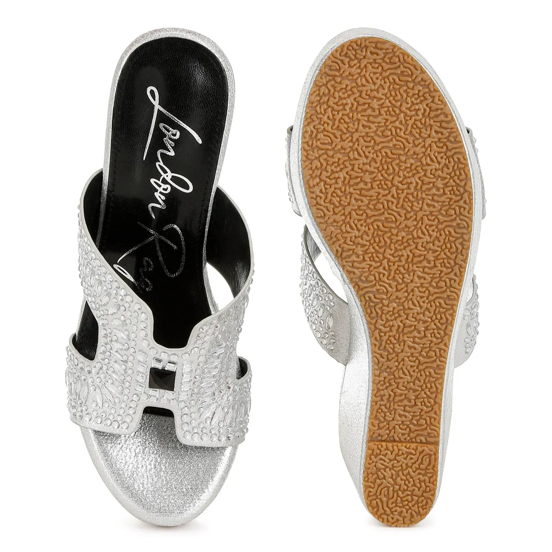 Diamante & Rhinestone Detail Cut-Out Sandals