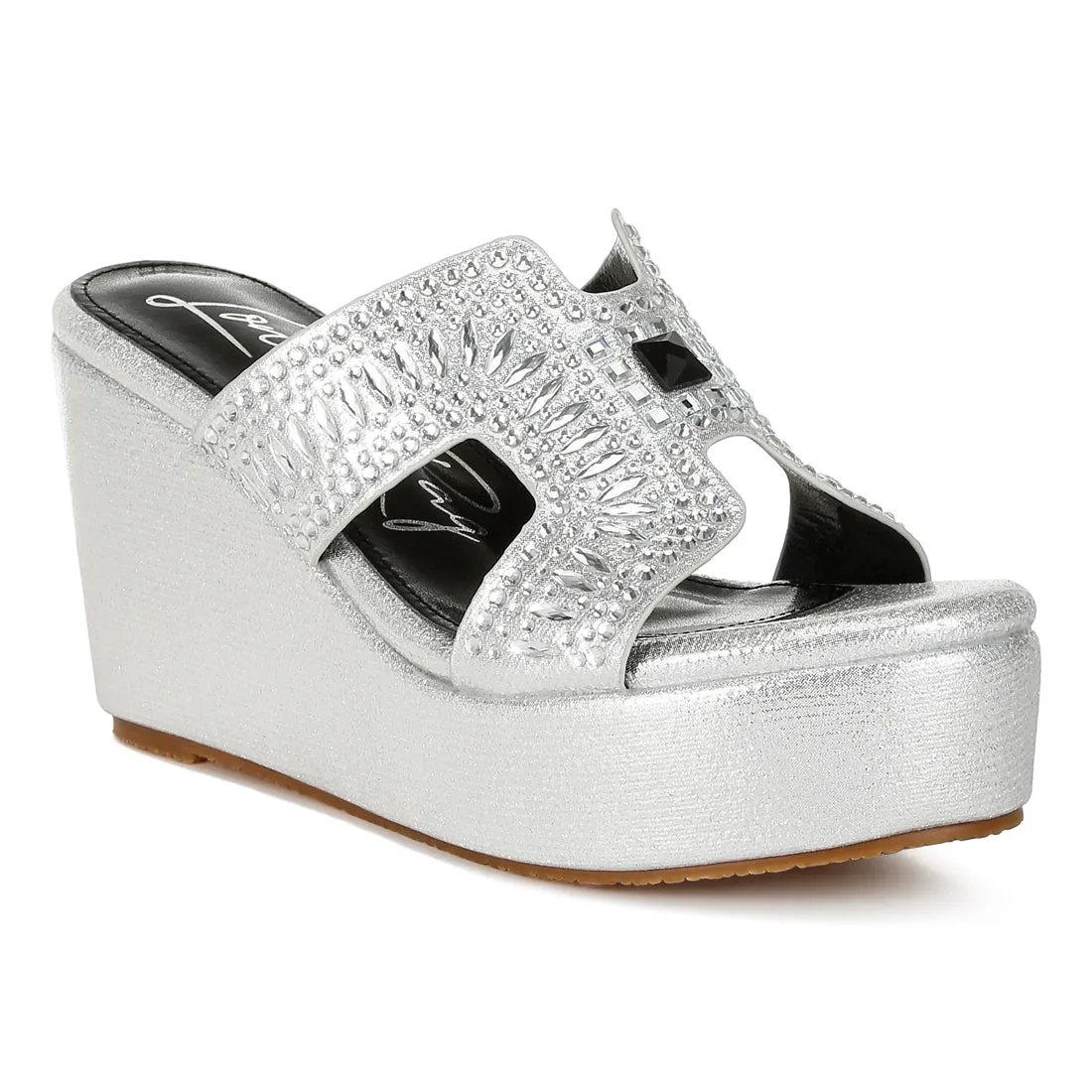 Diamante & Rhinestone Detail Cut-Out Sandals