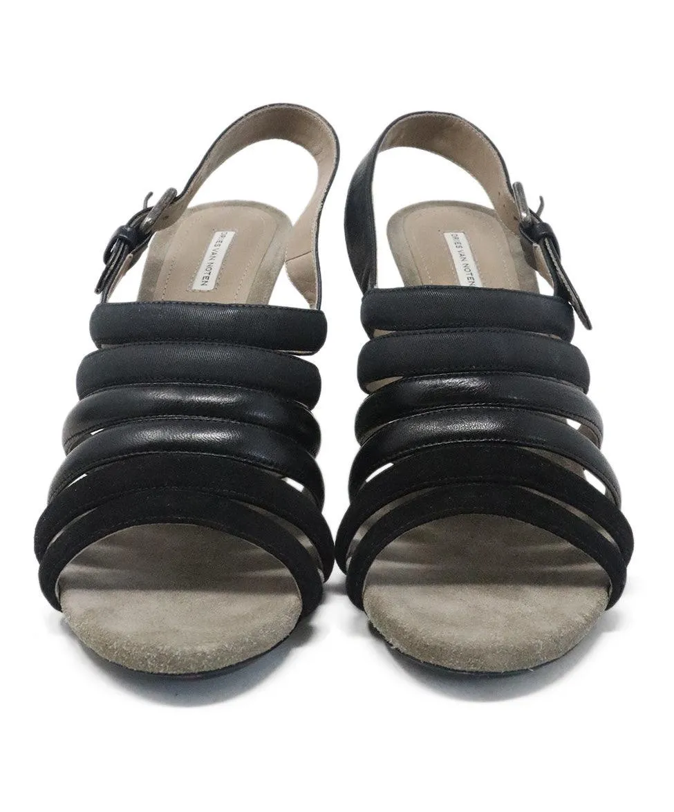 Dries Van Noten Black Suede & Leather Sandals sz 10