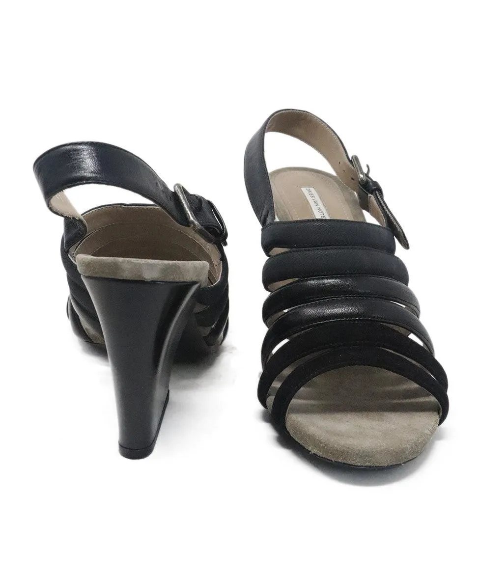 Dries Van Noten Black Suede & Leather Sandals sz 10