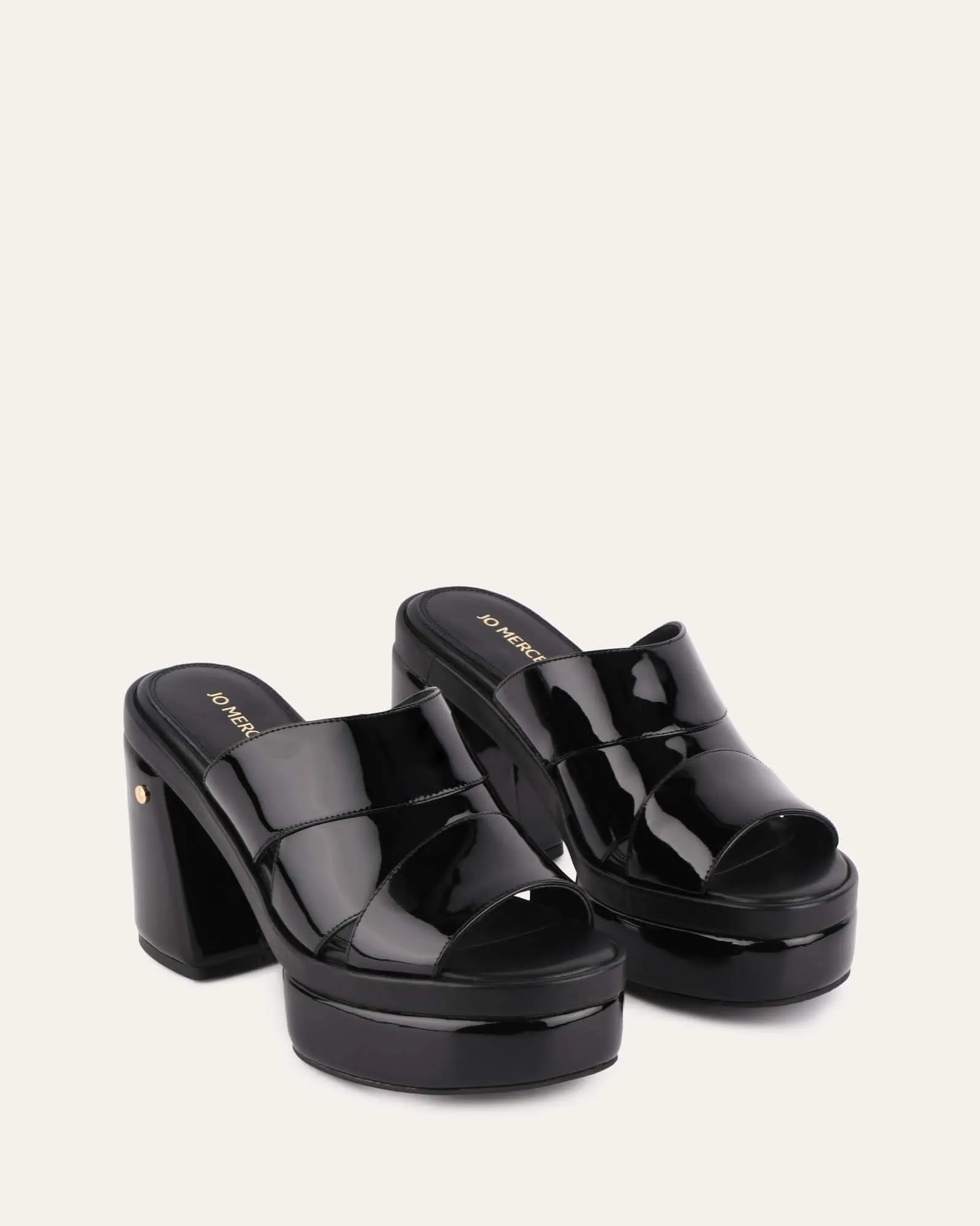 FAYE HIGH HEEL PLATFORM SANDALS BLACK PATENT