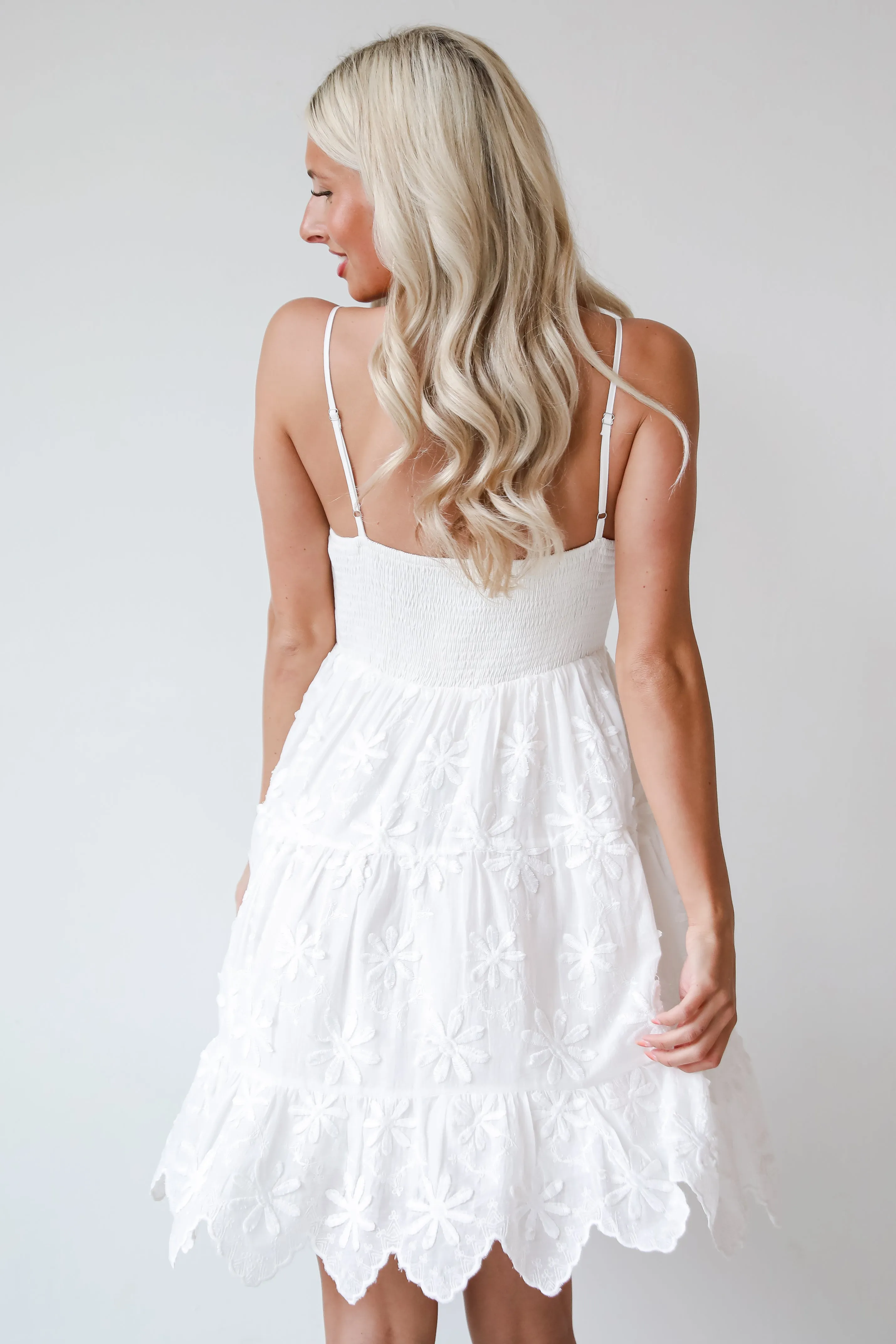 FINAL SALE - Airy Romance White Floral Embroidered Mini Dress