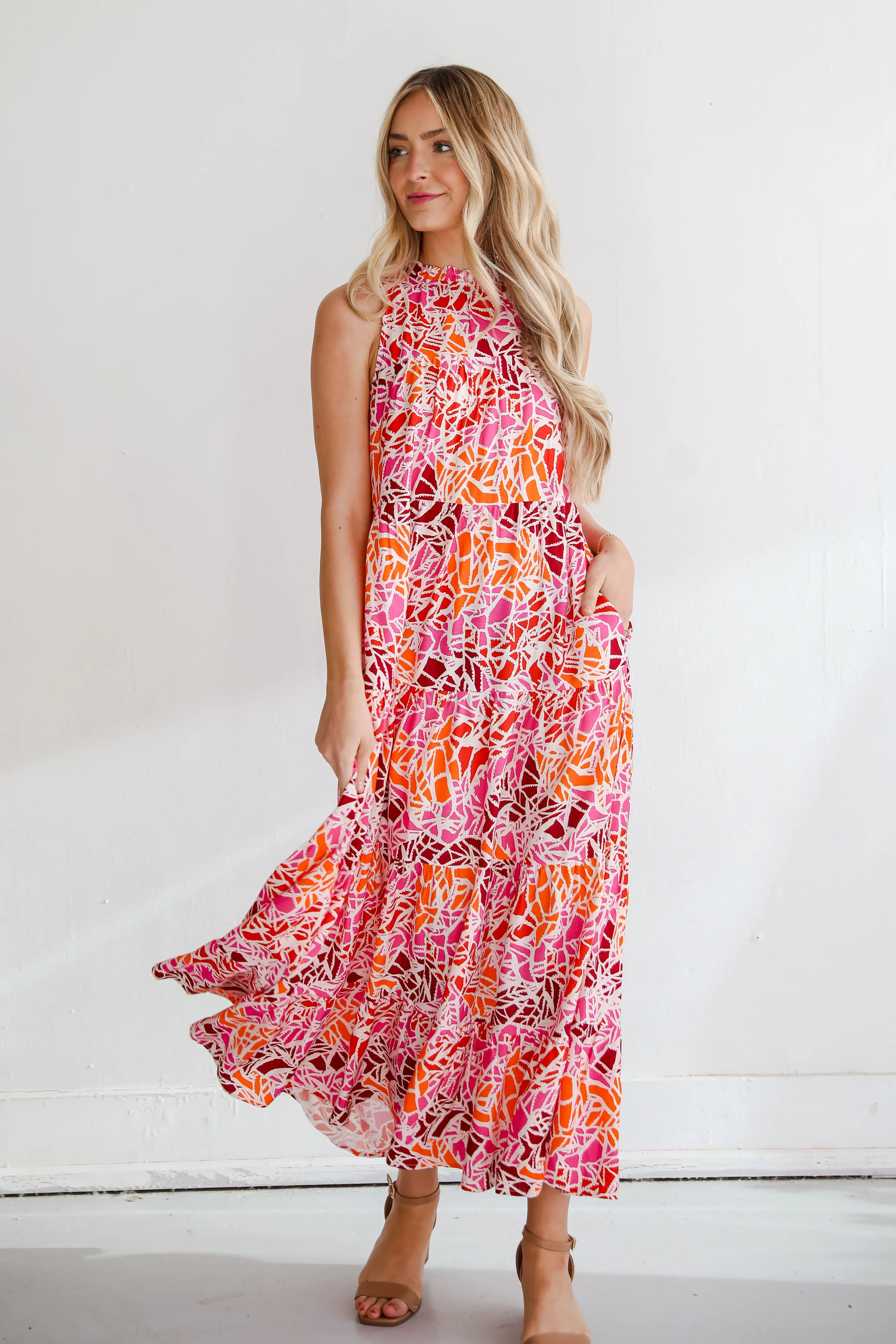 FINAL SALE - Stunning Enchantment Pink Tiered Maxi Dress