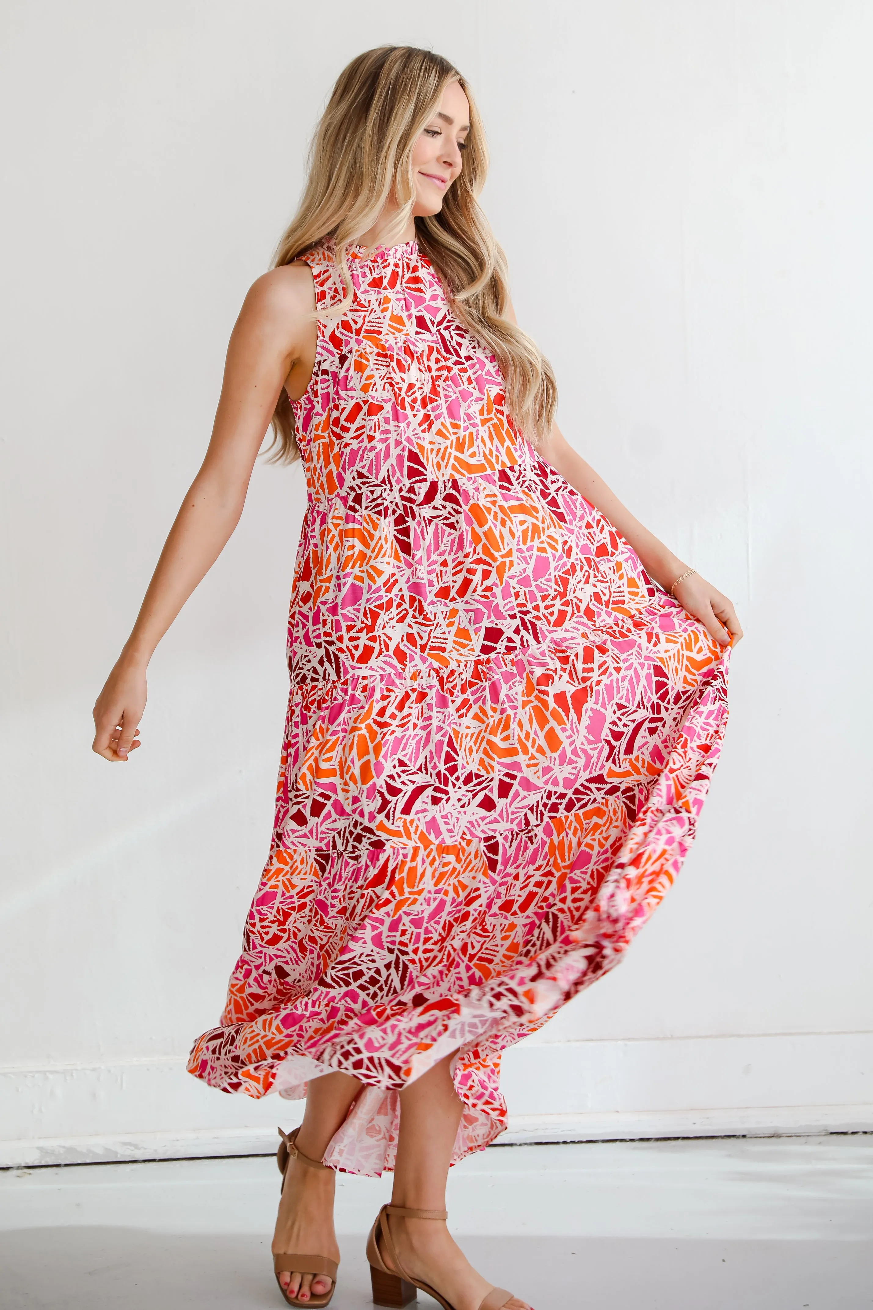 FINAL SALE - Stunning Enchantment Pink Tiered Maxi Dress