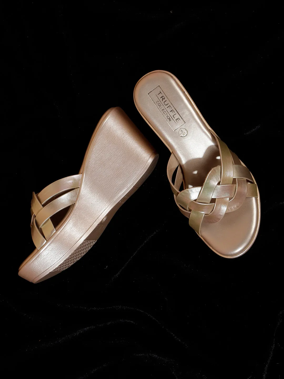 Gold PU Slip-On Wedges (TC-SLC-F58-GLD)