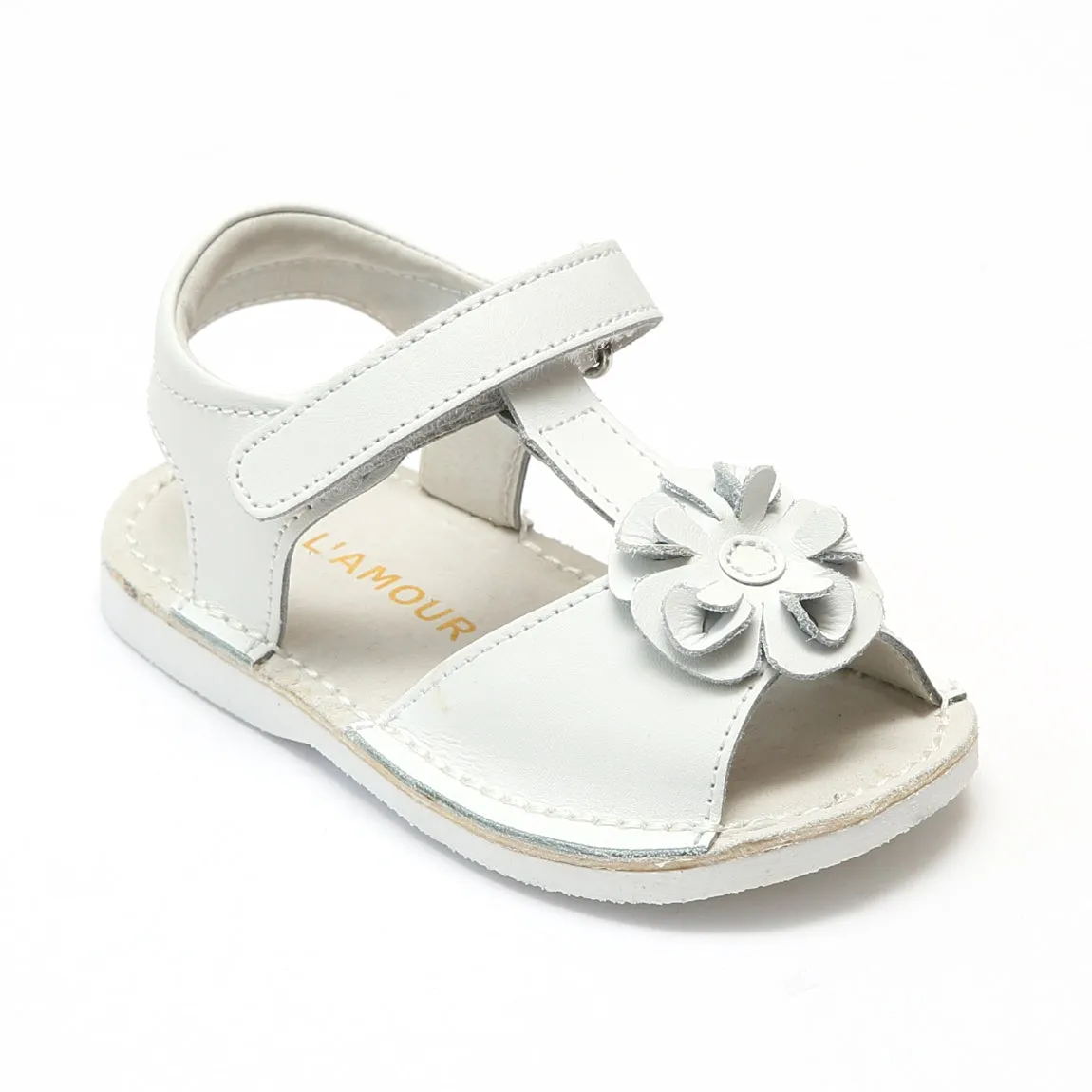 L'Amour Girls Curly Flower Sandals