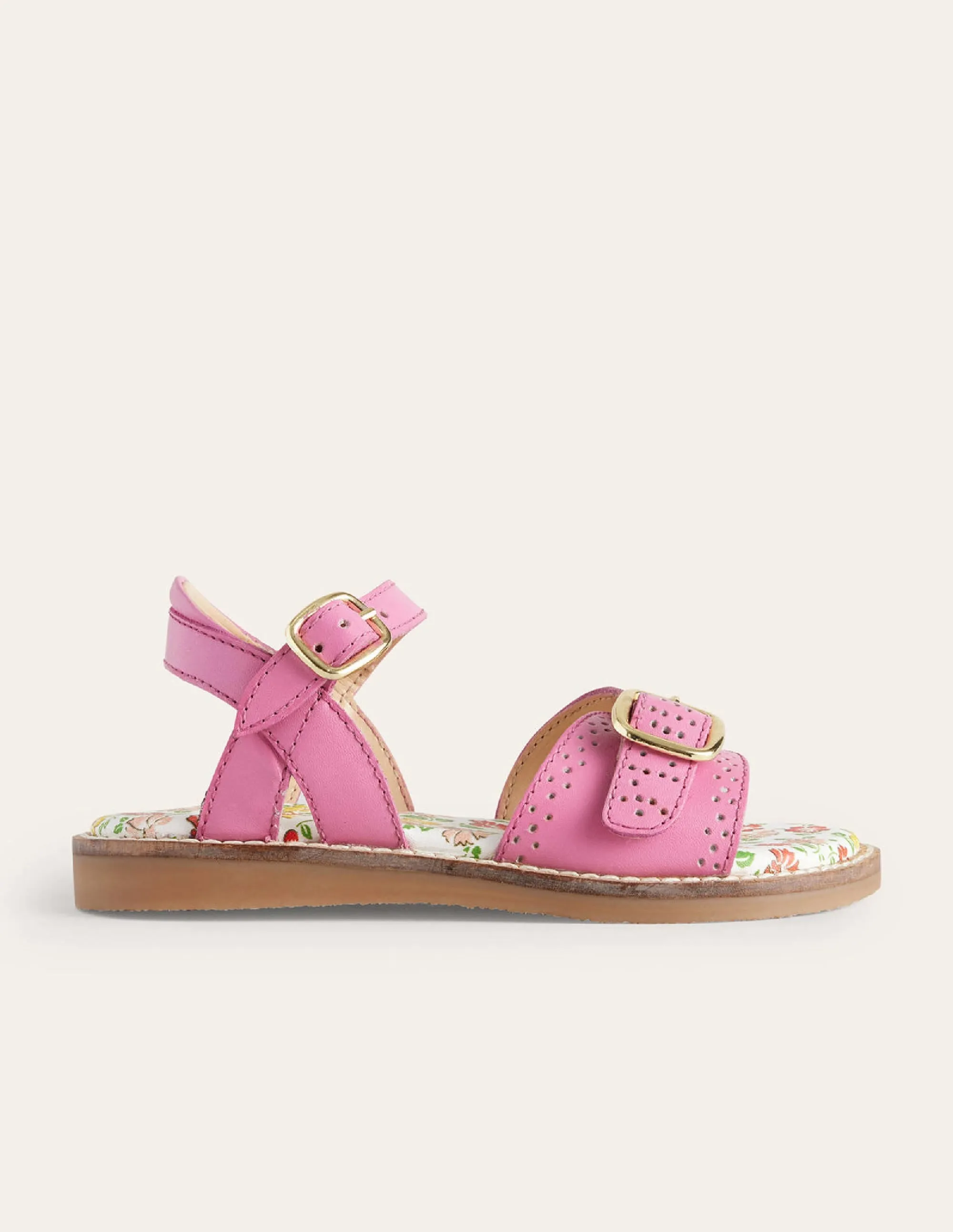 Leather Buckle Sandals-Pink