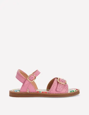 Leather Buckle Sandals-Sea Pink