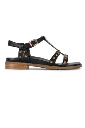 Leather T Bar Sandal | Black | HIP TT