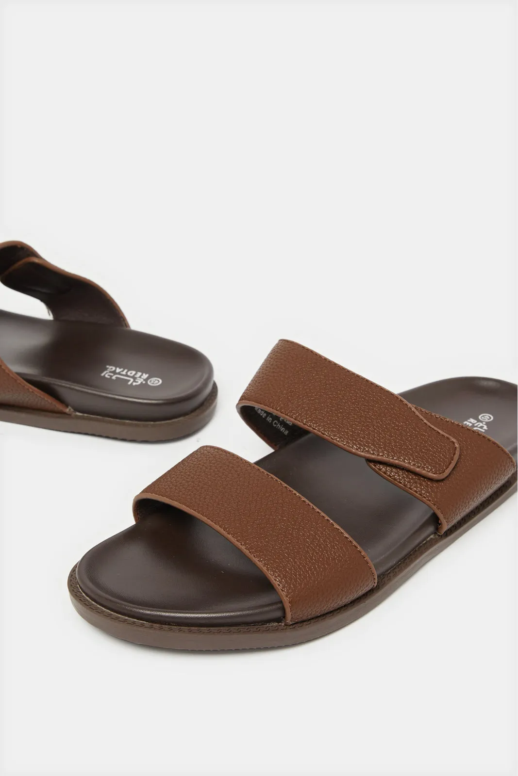 Men Brown Velcro Sandals