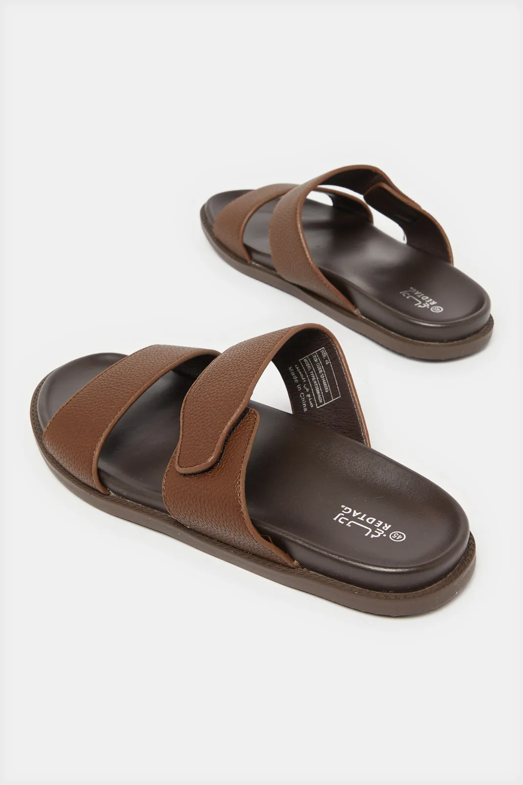 Men Brown Velcro Sandals