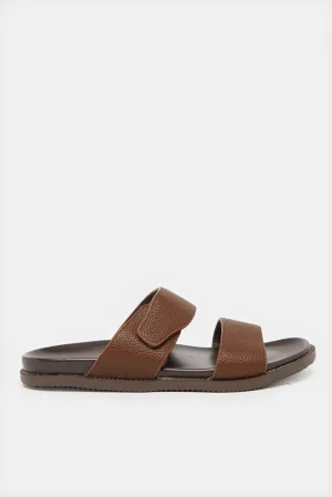 Men Brown Velcro Sandals