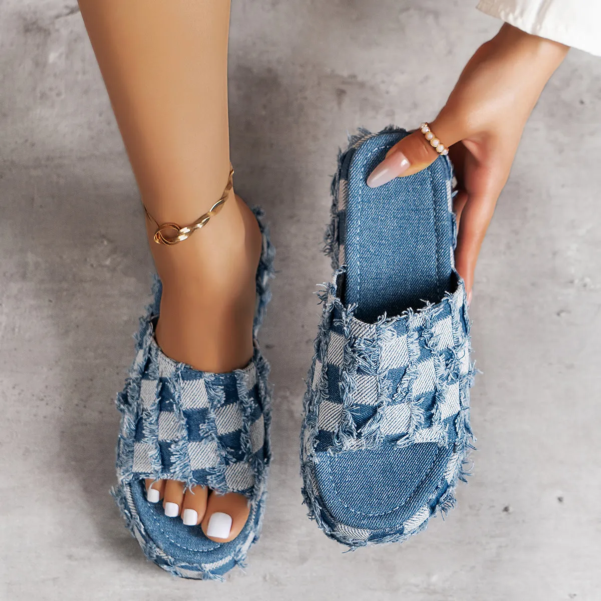 PlaidHaven Platform Sandals