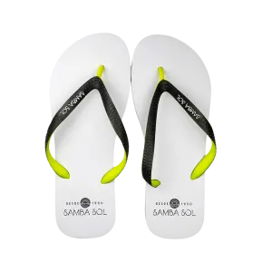 Samba Sol Men’s Beach Collection Flip Flops - White/Lime/Grey