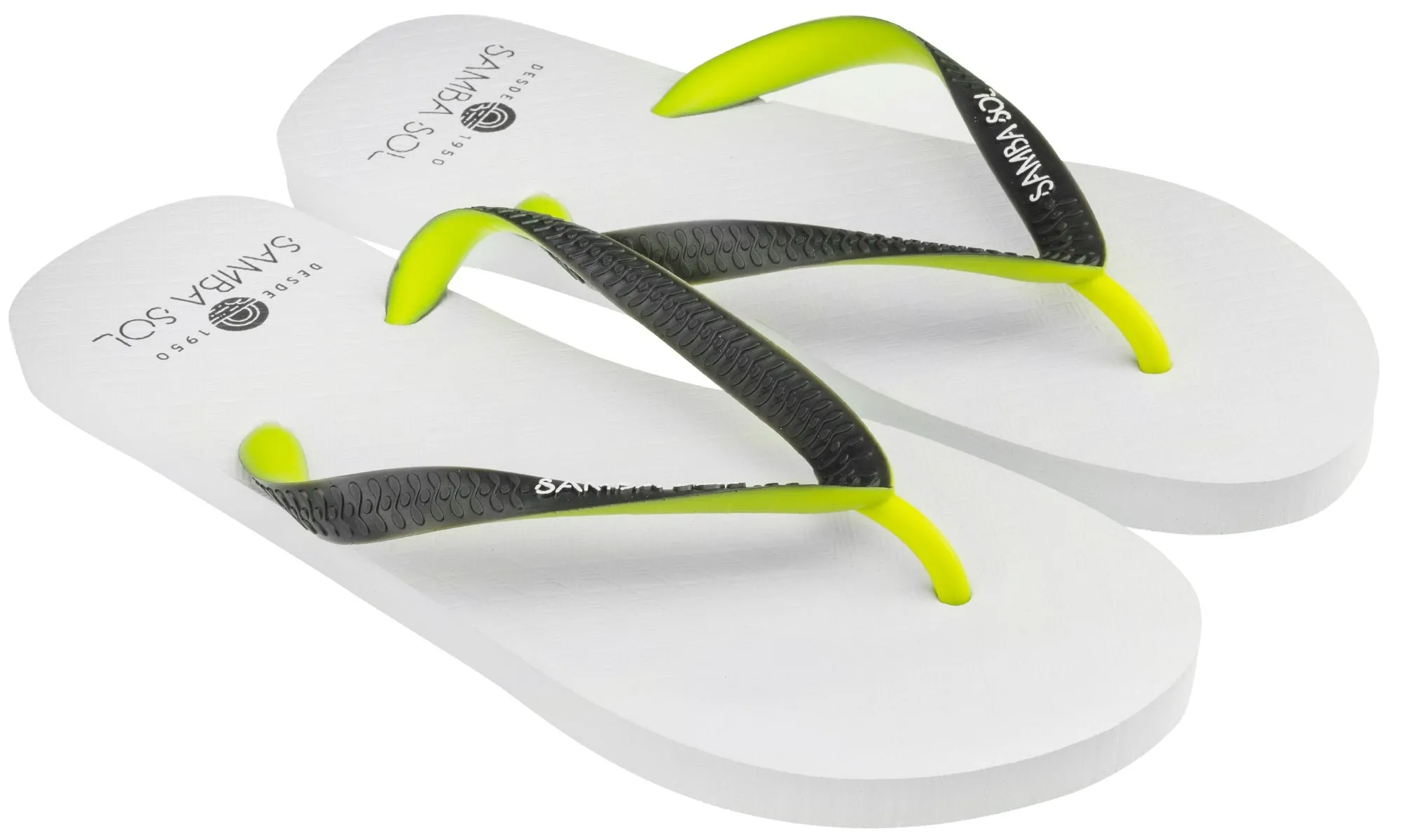 Samba Sol Men’s Beach Collection Flip Flops - White/Lime/Grey