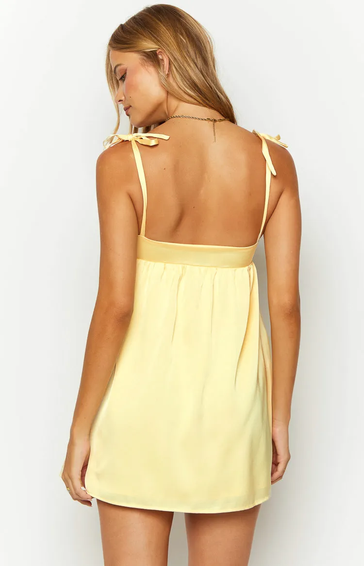 Sammie Yellow Satin Mini Dress