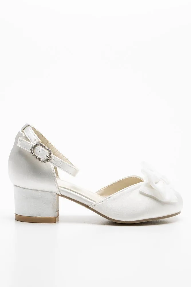 Satin Bow Heel White