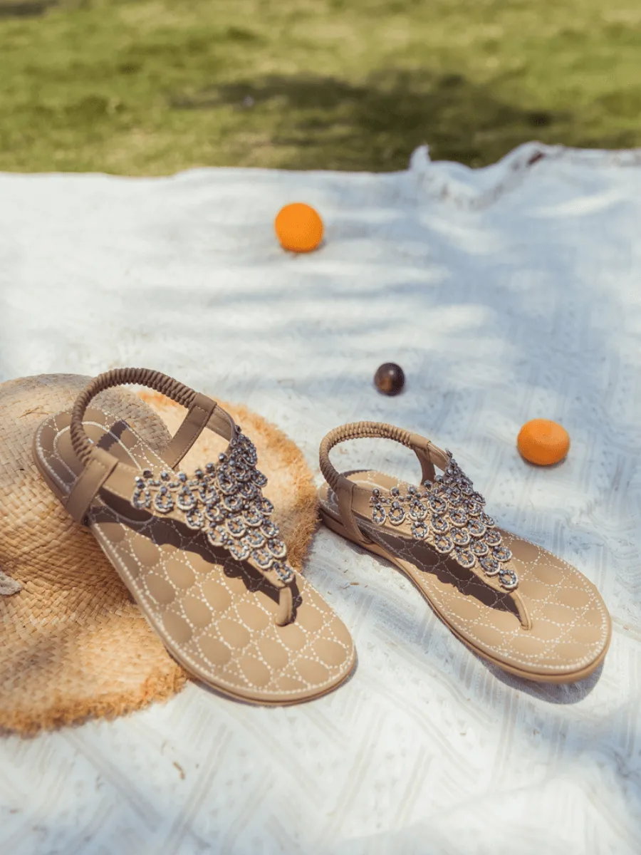 SIKETU | Apricot Crystal V-Strap Sandals