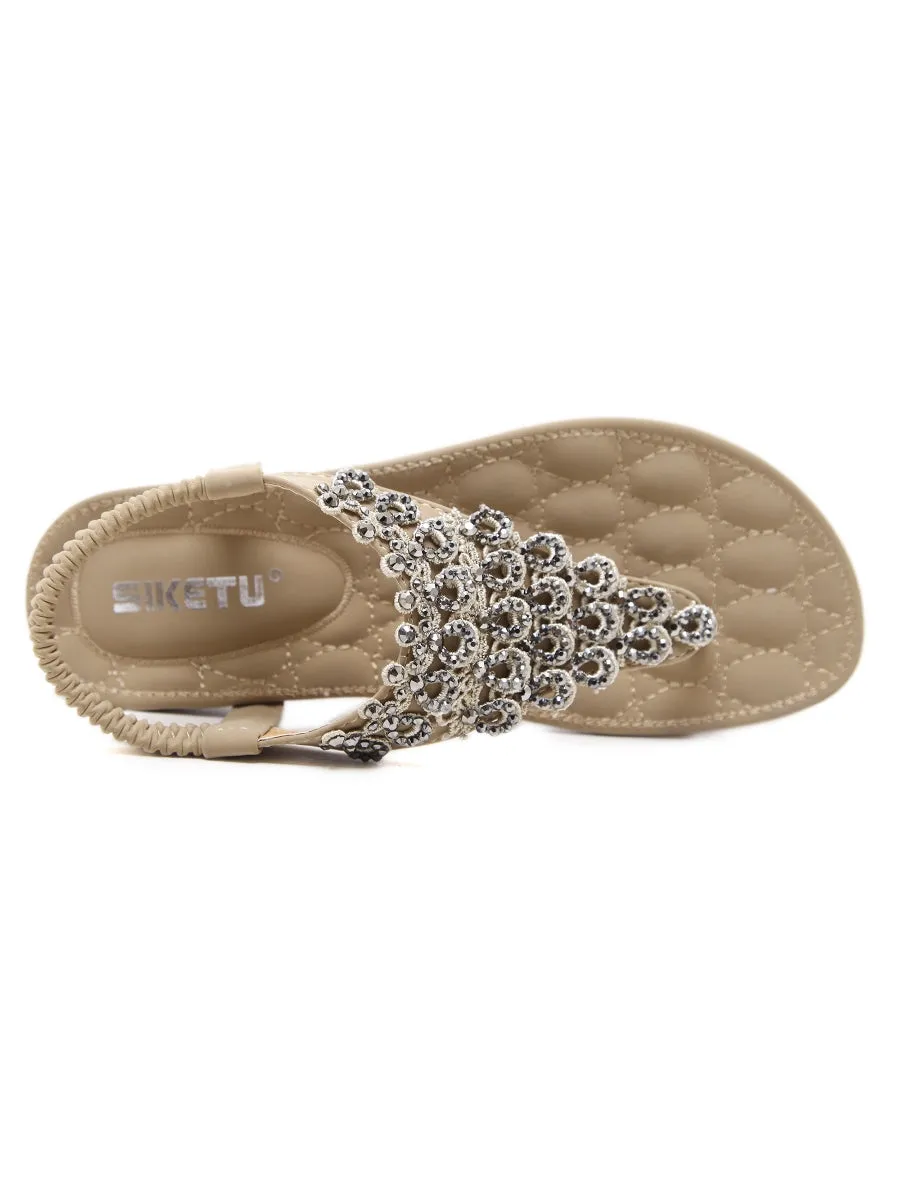 SIKETU | Apricot Crystal V-Strap Sandals