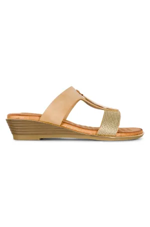 Slip on low wedge Lunar Sandal | BEIGE | PORTO AB