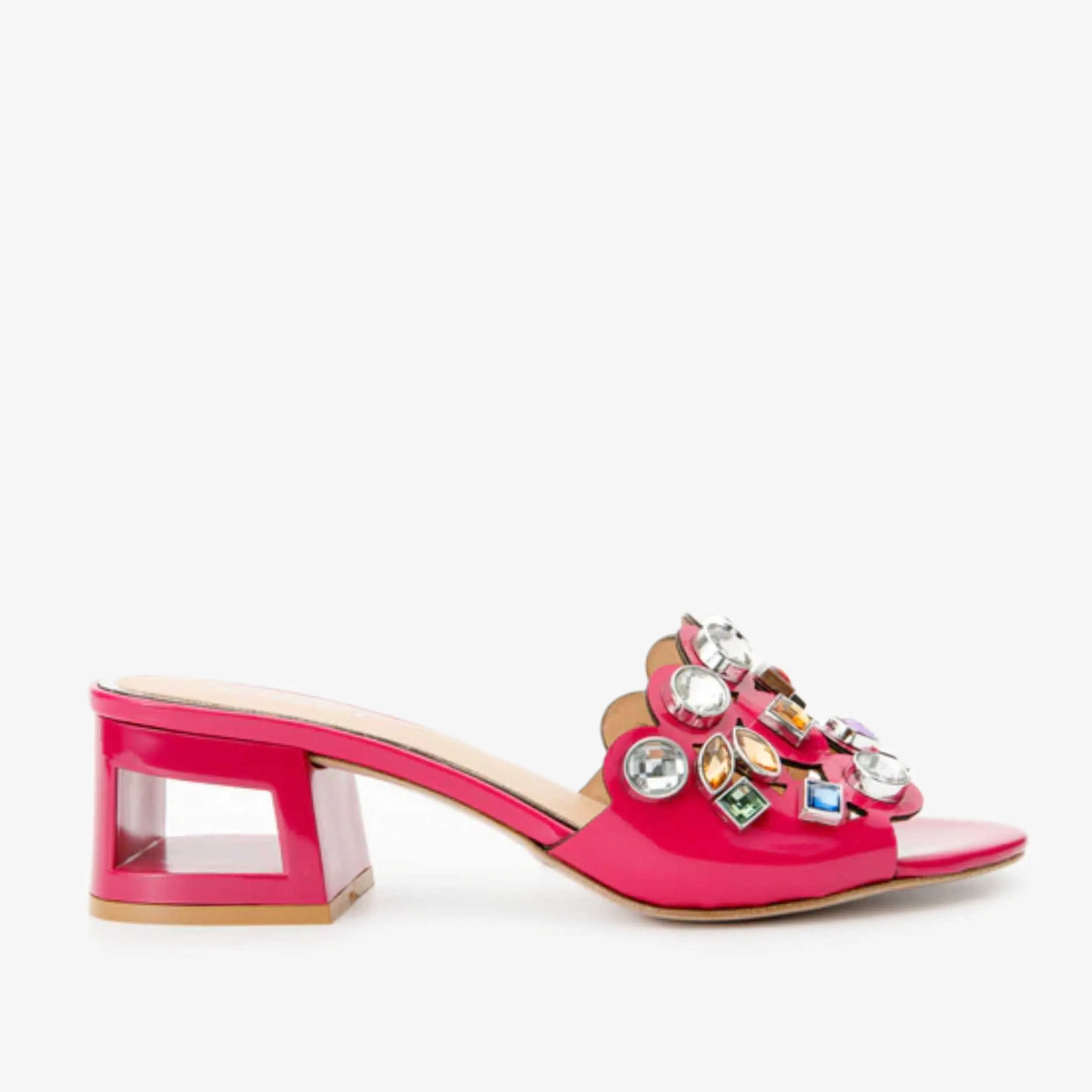 The Capadica Fuchsia Leather Block Heel Sandal