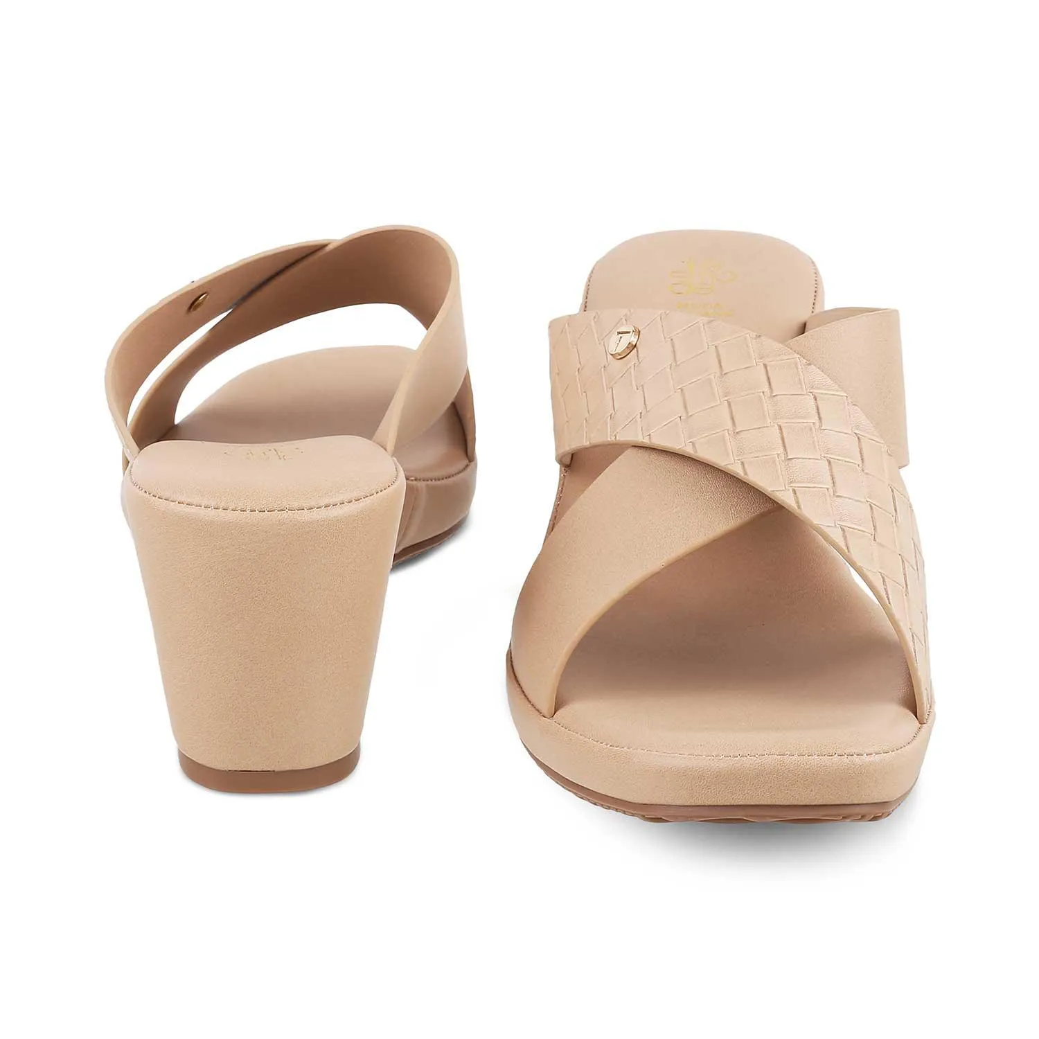 The Coopers Beige Women's Dress Block Heel Sandals Tresmode