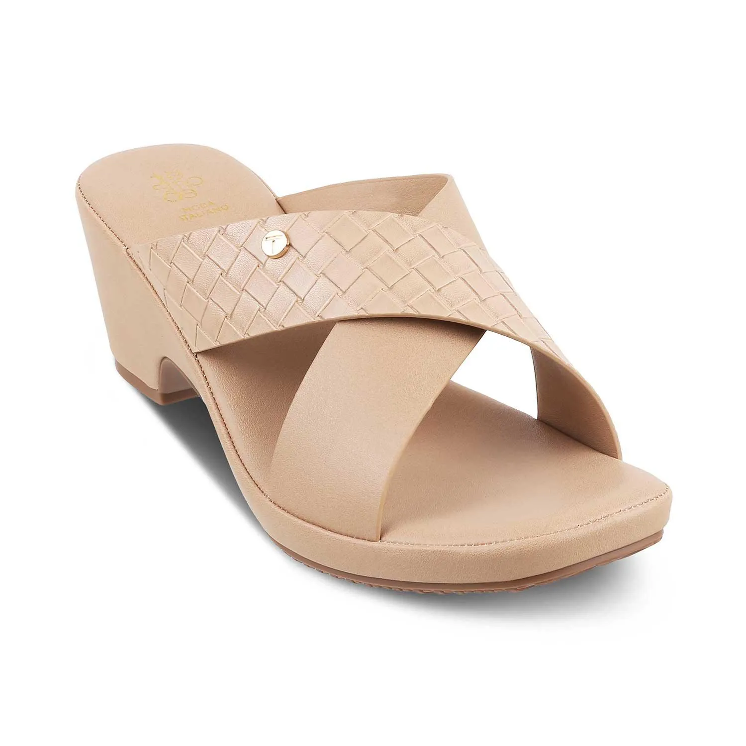 The Coopers Beige Women's Dress Block Heel Sandals Tresmode