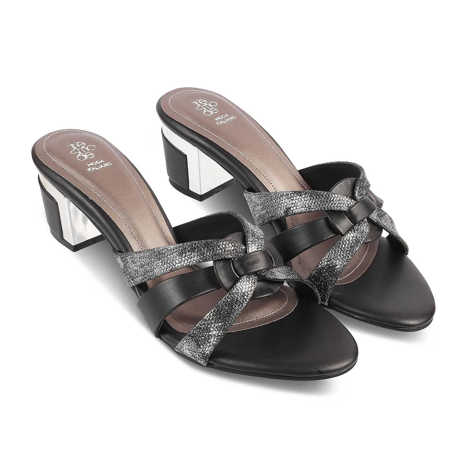 The Elche Black Women's Dress Block Heel Sandals Tresmode