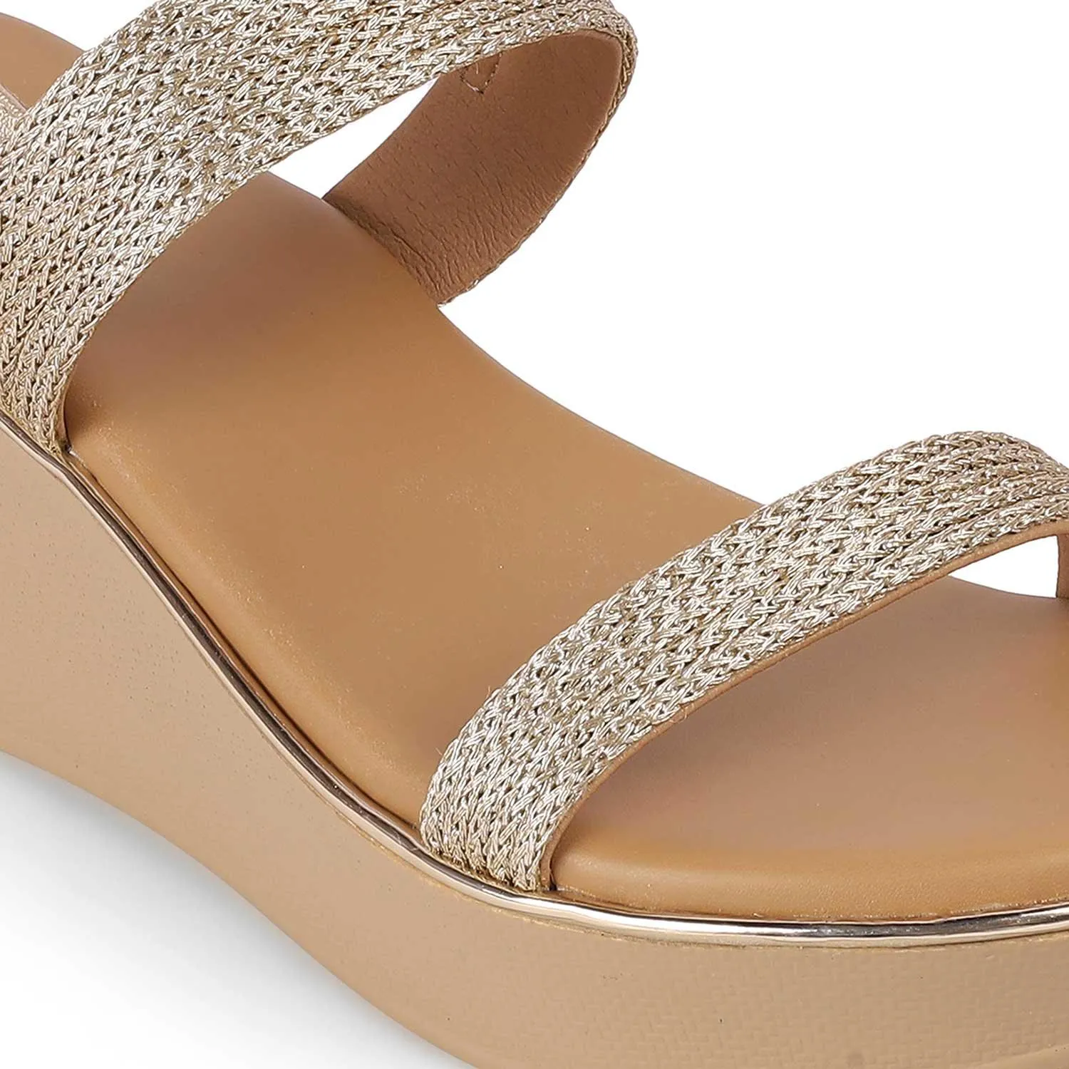 Tresmode Adola Gold Women's Dress Wedge Sandals