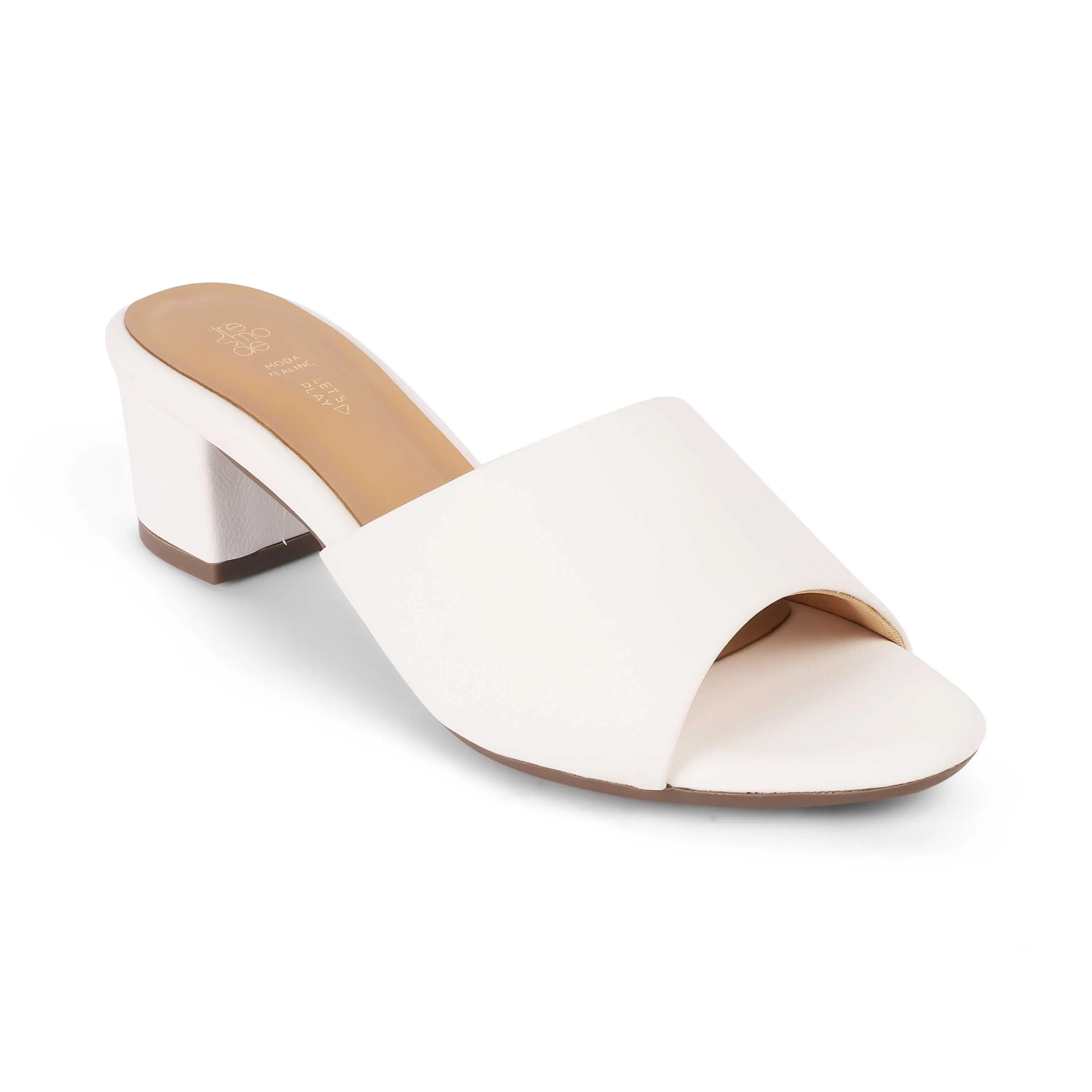 Tresmode Lismule White Women's Casual Block Heel Sandals