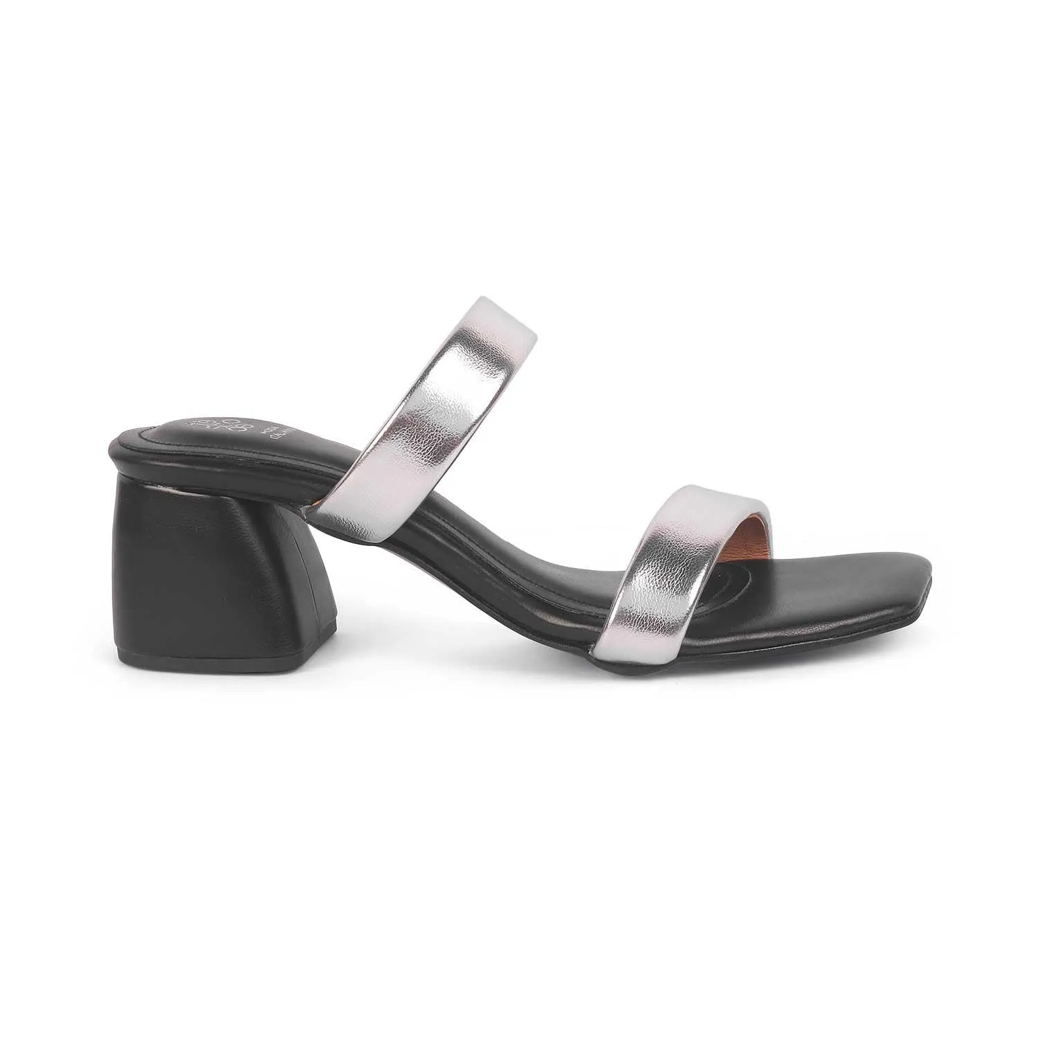 Tresmode Mcarlo Silver Women's Dress Block Heel Sandals