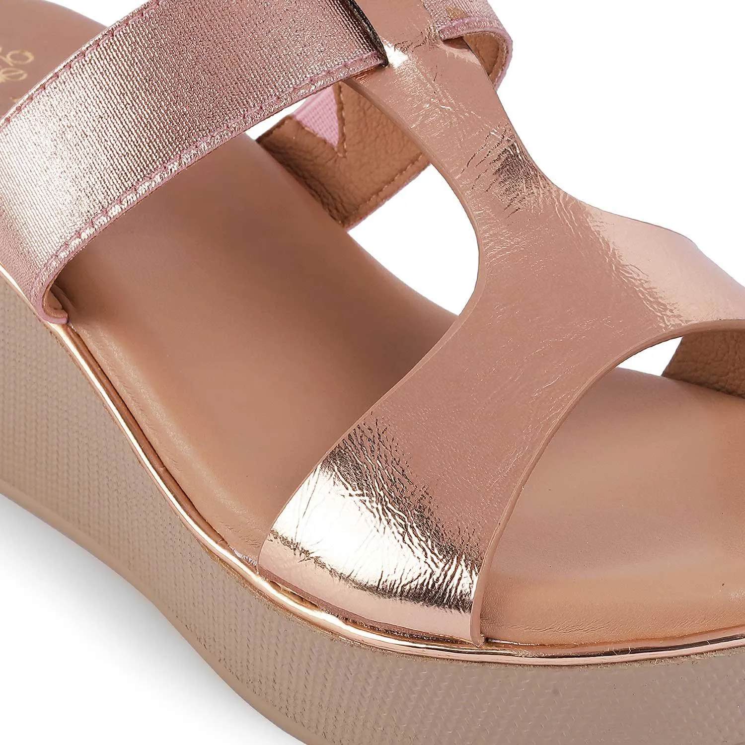 Tresmode Miglo Champagne Women's Dress Wedge Sandals