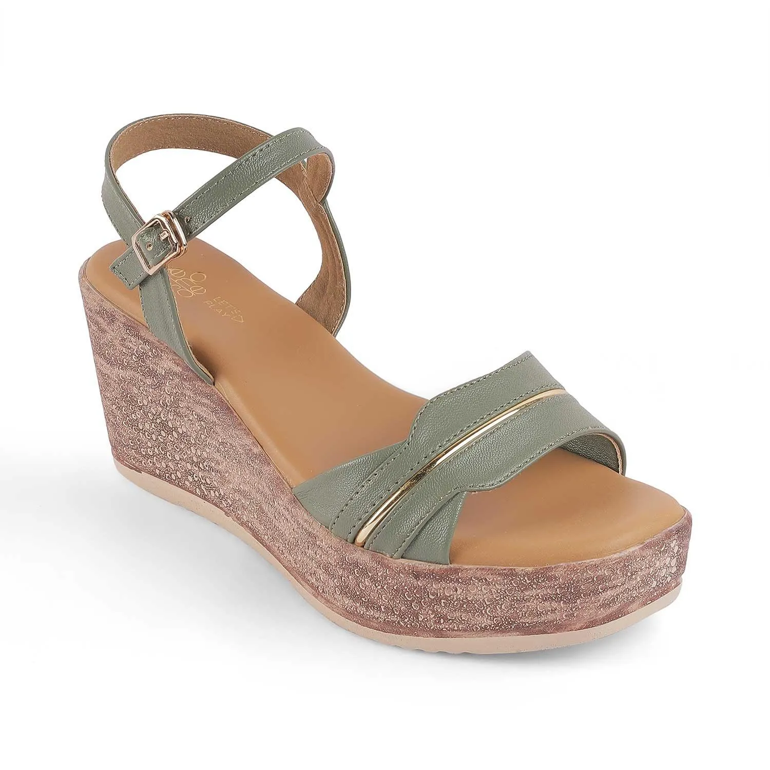 Tresmode Sanet Green Women's Dress Wedge Sandals